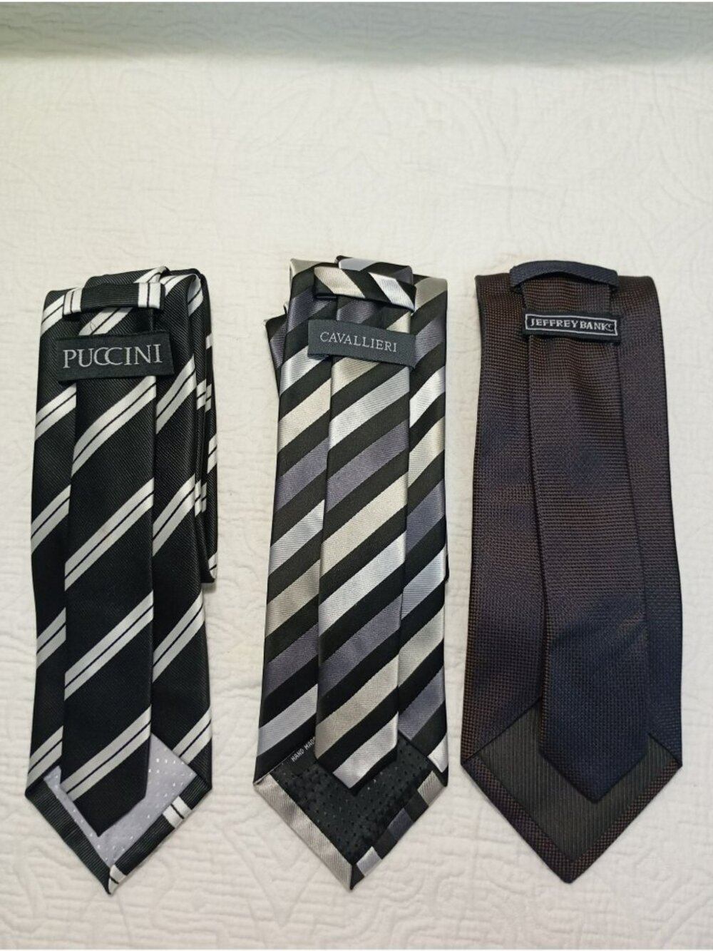 Of Pack 3 Ties Puccini Cavallieri Jeffrey Banks Designs Silk & Microfiber Blend - Picture 2 of 4